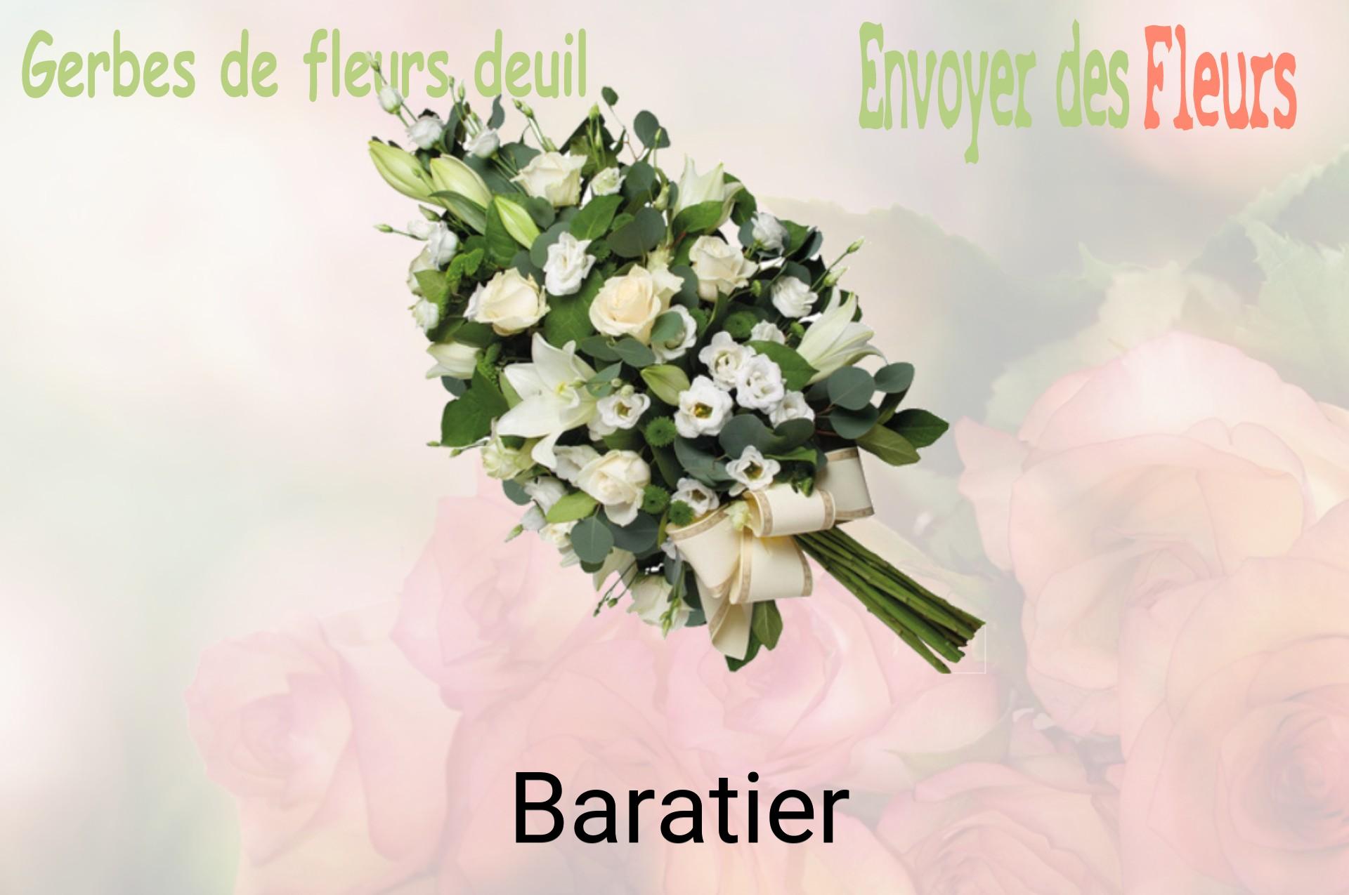 Gerbe de fleurs de deuil livrée à Baratier